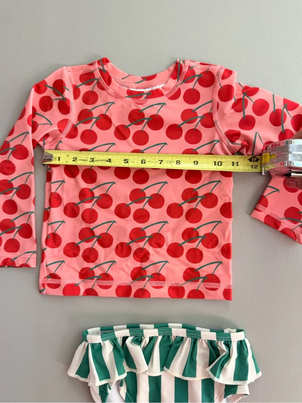 Hanna Andersson Summer Cherries Rashguard & Skirted Bikini Bottom Set 3T - NEW